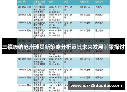三镇吸纳沧州球员新策略分析及其未来发展前景探讨