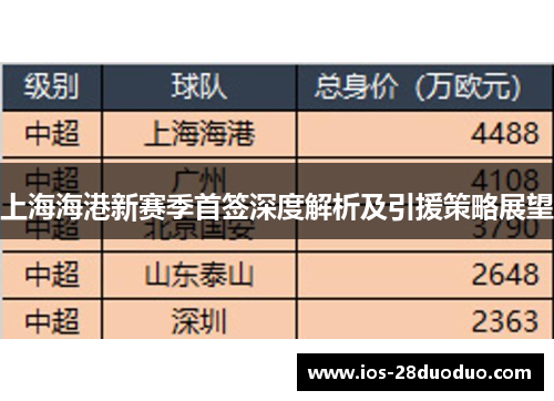 上海海港新赛季首签深度解析及引援策略展望