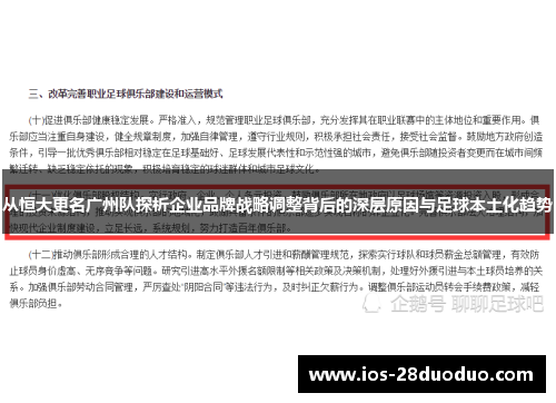 从恒大更名广州队探析企业品牌战略调整背后的深层原因与足球本土化趋势
